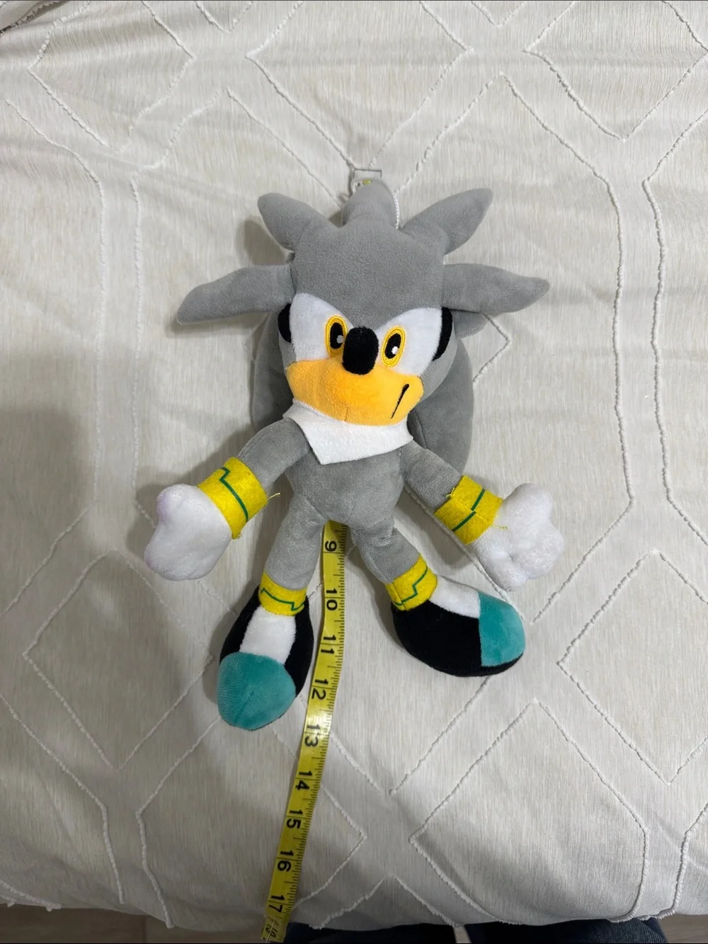 Silver Hedgehog Plush with Yellow Accents
